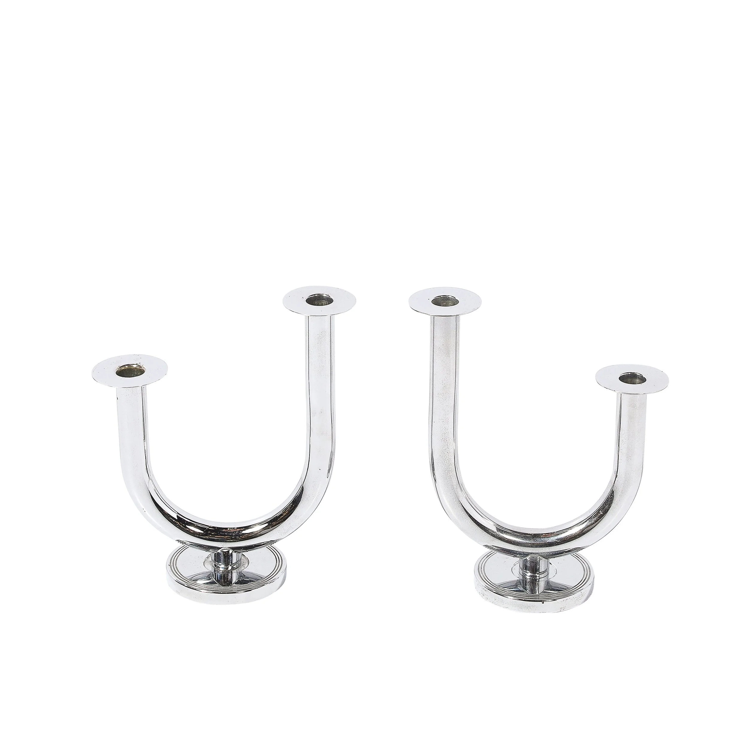 Pair of Classical Tiffany & Co. Crystal Candlestick Holders — High